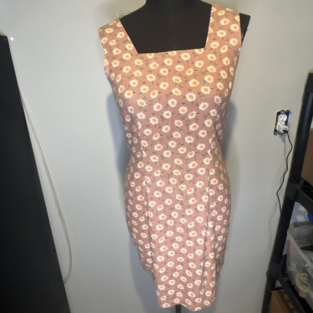 Boutique Europa Cotton/linen Sunflower And Beige Sundress Size 8